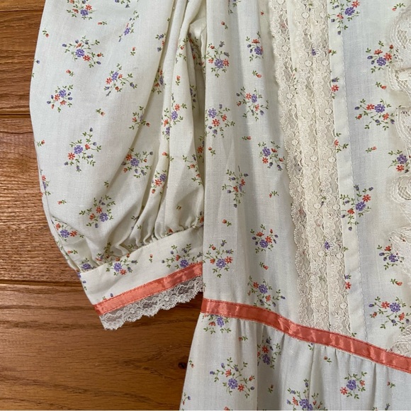 Vintage 70s 80s handmade cottagecore midi ditzy floral prairie dress pearl - Picture 3 of 6